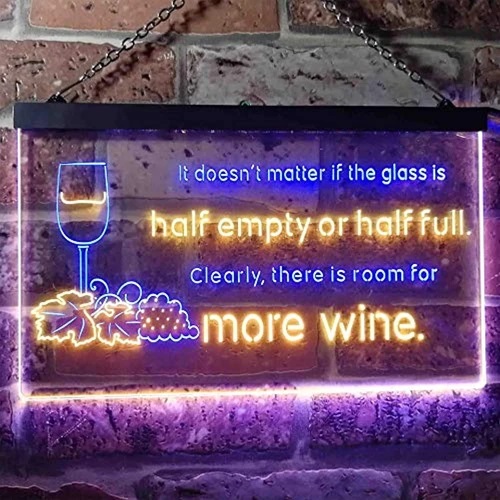 Drinking Half Empty Full Dual LED Neon Light Sign